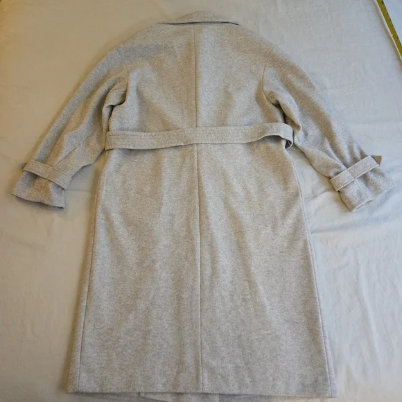 Express Belted Wrap Front Faux Wool Coat Light Gray HAL3 - Picture 15 of 16